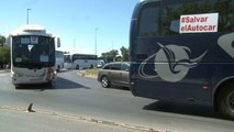 Movilización en Badajoz del sector del transporte en autobús