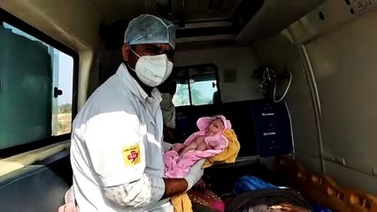 108 एम्बुलेंस स्टाॅफ ने एम्बुलेंस में ही कराया महिला का सुरक्षित प्रसव