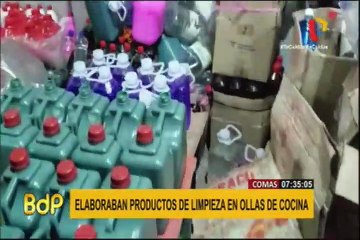 Comas: elaboran productos de limpieza en ollas de cocina