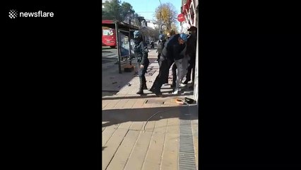 Shocking moment Argentina police brutally detain street vendors