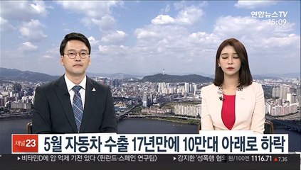 5월 자동차 수출 17년만에 10만대 아래로 하락