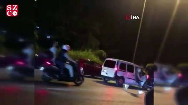 Kaza sonrası tekme tokat kavga kamerada