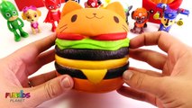 Paw Patrol & PJ Masks Eats McDonalds Happy Meal with Giant Hamburger!!