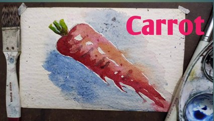 How to draw carrot step by step water colour painting