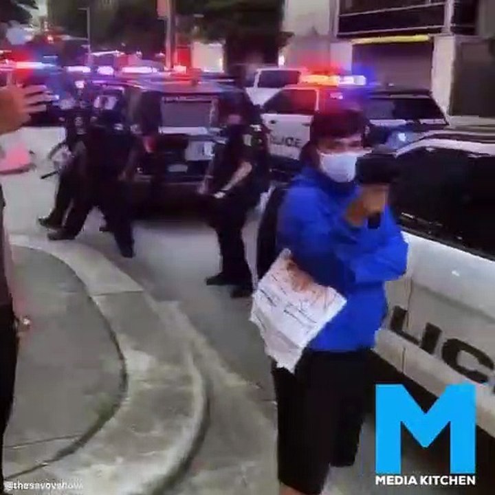 ANGRY PROTESTER HUMILIATED and CONDEMNED  BLACK POLICE OFFICERS THAT  PROTECTED CNN CENTER IN ATLANTA