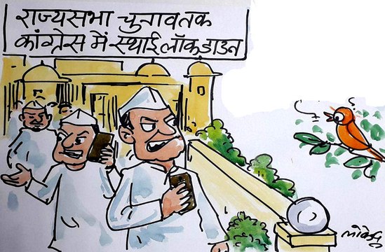 राज्यसभा चुनाव तक कांग्रेस में स्थाई लॉकडाउन पर कोंग्रेसियों से चिड़िया क्या बोल रही है ?,देखिए कार्टूनिस्ट लोकेन्द्र की नजर से