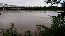 The Missouri River flowing in St. Charles Missouri
