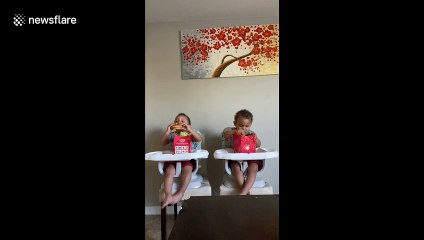 US twins adorably fail the snack challenge