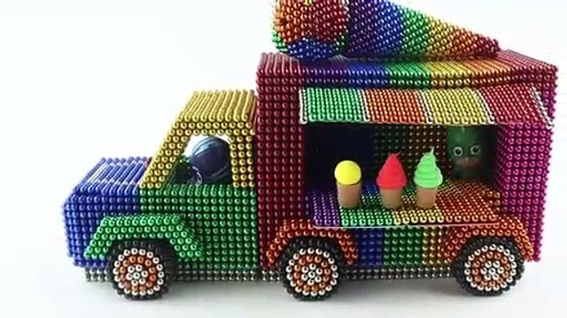 83/5000 Comment faire un camion de crème glacée à partir de boules magnétiques _ Boule magnétique 4K satisfaisante