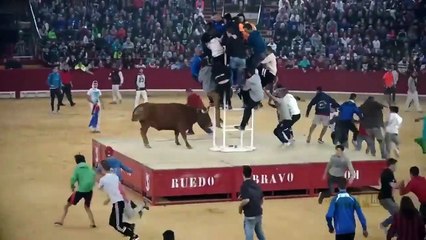 Dangerous Bull Fight Accidents  Lucky and Funny People Fail Video Clips