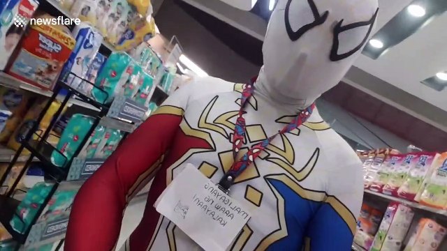 Proud Filipino wars Spiderman costume to mark Philippines Independence Day