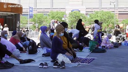 Muslims gather for prayer before Black Lives Matter rally in New York City