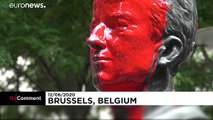 معترضان به نژادپرستی به مجسمه یکی دیگر از پادشاهان بلژیک حمله کردند