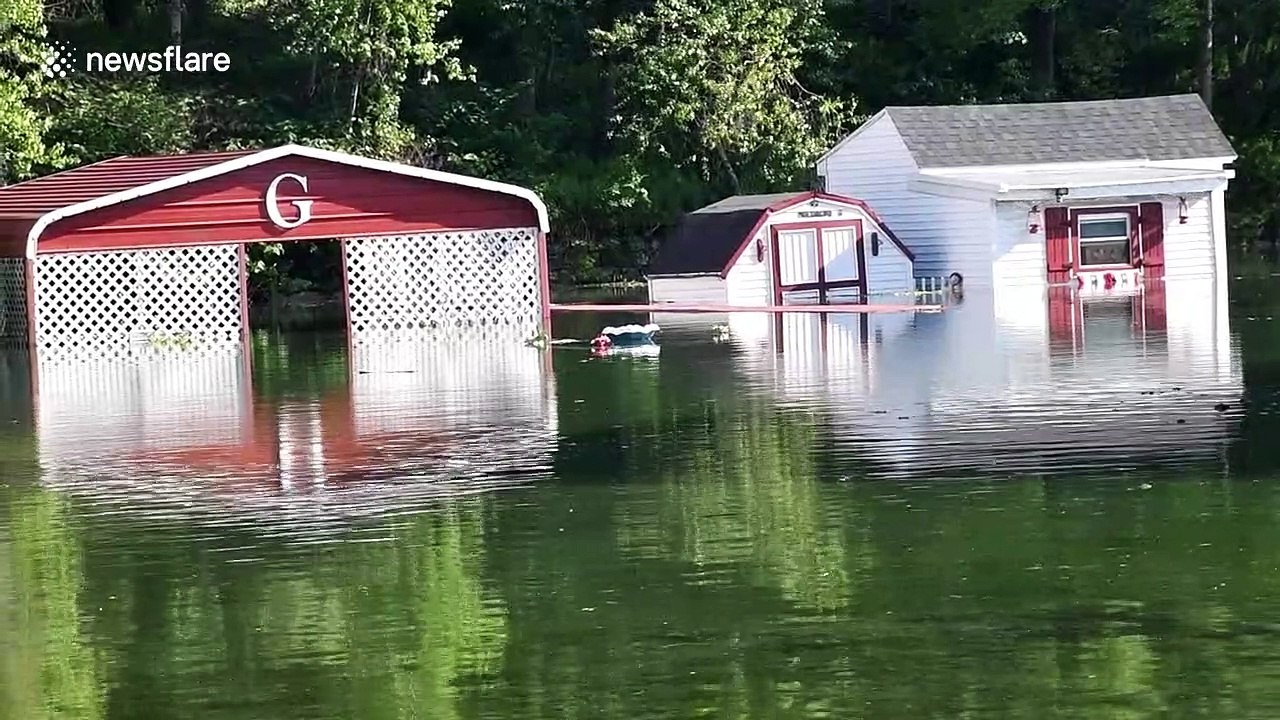 Fire crews use boats to rescue residents after severe flooding hits Gilberton in Pennsylvania