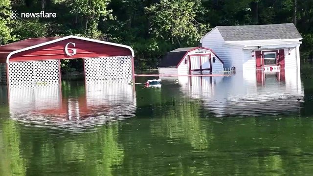 Fire crews use boats to rescue residents after severe flooding hits Gilberton in Pennsylvania