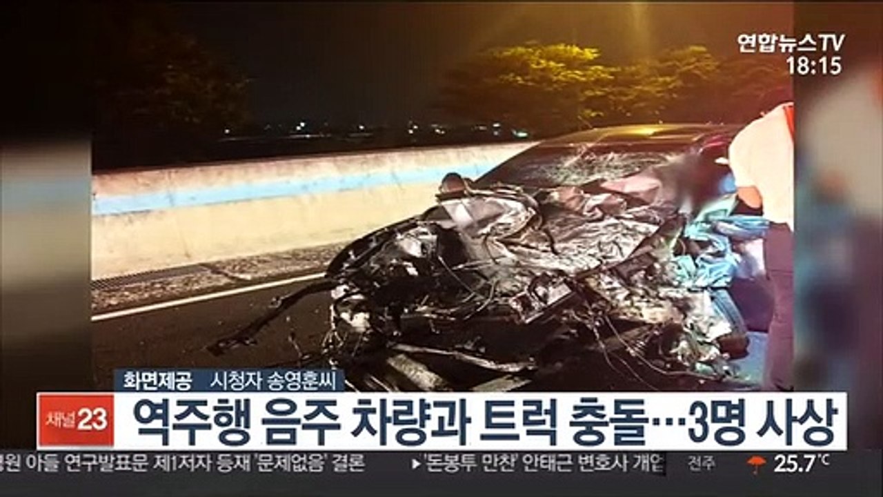 역주행 음주 차량과 트럭 충돌…3명 사상