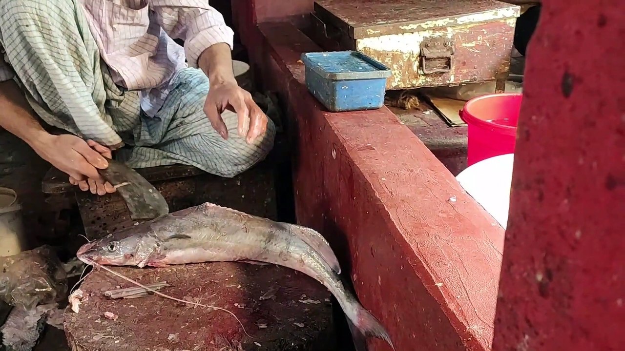 Amazing Ayer Fishing Cut & Chopping Skills In Fish Market