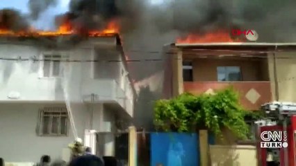 İki apartmanın çatısında yangın çıktı | Video