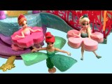 Disney Princess Ariel Water Palace Bath Playset Fairytale Petal Float Dolls with Frozen Elsa Anna