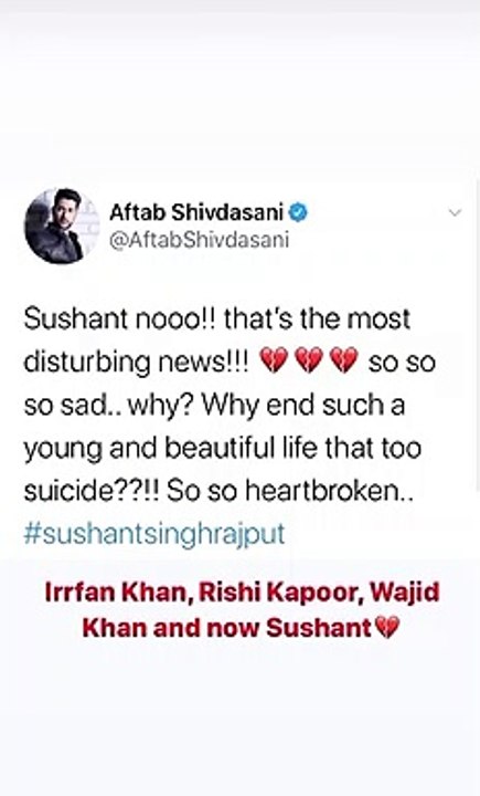 सुशांत सिंह के सुसाइड पर बॉलीवुड डुबा शोक में, पढ़िए किसने क्या कहा
