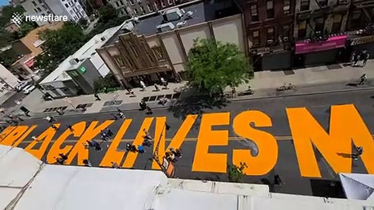 Massive Black Lives Matter mural painted on Brooklyn street