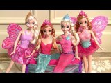 Mermaid Anna and Mermaid Elsa Playing Fairytale Dress-Up with Princess Barbie Mix n Match Outfits