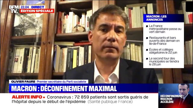 Olivier Faure (PS) juge important que les élèves retournent en classe avant la fin de l'année