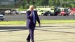 President Donald Trump arrives at Morristown Municipal Airport en route to Washington, DC