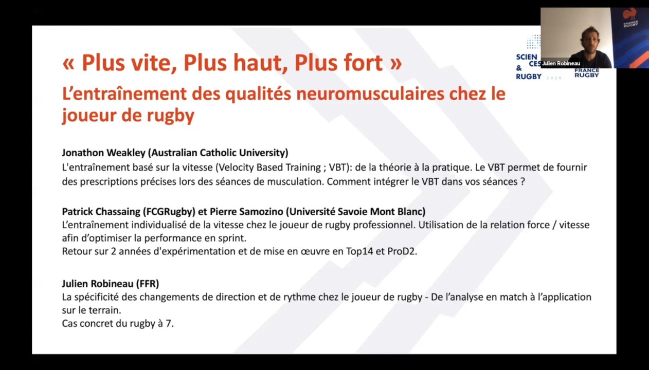 L'entraînement des qualités neuromusculaires chez le joueur de rugby (webinaire)