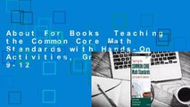 About For Books  Teaching the Common Core Math Standards with Hands-On Activities, Grades 9-12