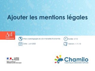 Chamilo - Ajouter les mentions légales
