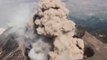 Aerial footage captures volcano erupting from above