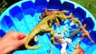 Learn Dinosaur Names with lots of Dinosaur toys splashing in a blue pool