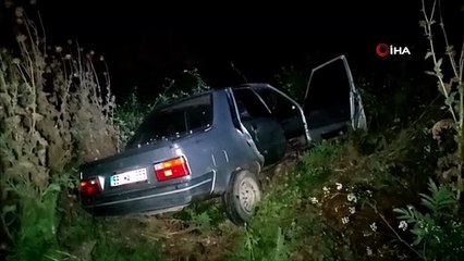 Otomobil 10 metrelik uçuruma yuvarlandı: 1 yaralı