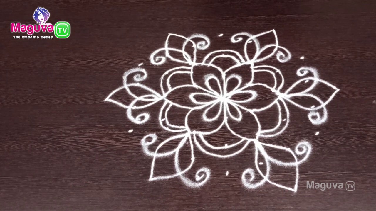 Rangoli with Dots - 7 x 4 Dots || Easy Rangoli Designs with Dots || Kolam with Dots || Maguva TV | Beautiful Festival Rangolis
