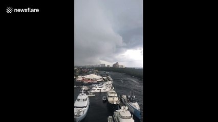 Lightning gives US filmer a fright as it strikes nearby river