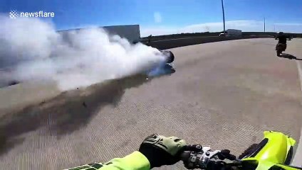 US biker survives horrific crash on highway in Arizona