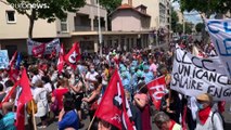 Profissionais de saúde franceses em protesto