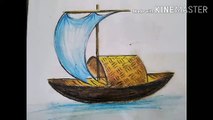 How to draw a boat | Oil pastel painting | step by step | For beginners
