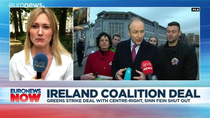 Rivals Fianna Fáil and Fine Gael reach an agreement to form a government with the Greens