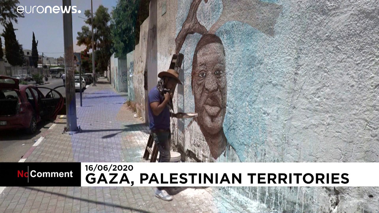 In Gaza verewigt: Künstler malt Porträt von George Floyd
