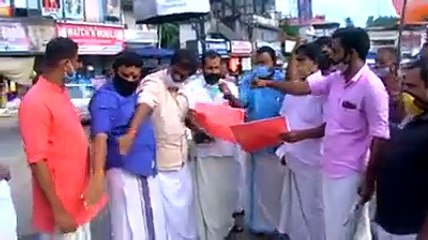 ചൈനീസ് പാതാക കത്തിച്ച് ബി.ജെ.പി.പ്രതിക്ഷേധം -  കൊട്ടാരക്കര