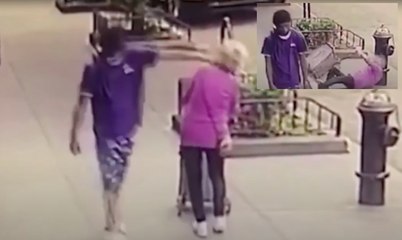 El matón negro golpea en la cabeza a la pensionista de 92 años, para divertirse, y la deja tumbada en el pavimento