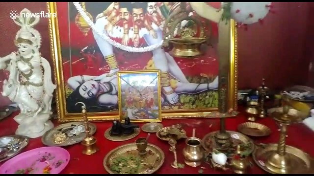 Indian man builds coronavirus shrine to pray for frontline workers