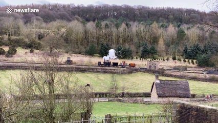 Replica of world's oldest surviving steam locomotive 'Puffing Billy' makes an appearance in northern England