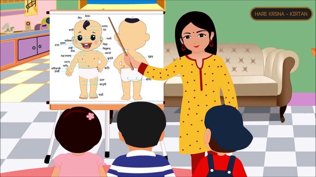 Body parts | Sanskrit Rhymes - 7 (शरीरस्य अवयवाः) | शरीर के अंग | Kids | Animated rhyme | Sanskrit language | learn vowels Nursery Rhymes For Kids |