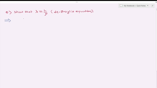 de-Broglie equation-I/Derivation
