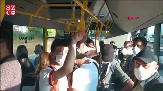 Kartal'da toplu taşımada sosyal mesafe hiçe sayıldı