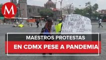 Maestros protestan en Paseo de la Reforma en CdMx; piden asignación de plazas