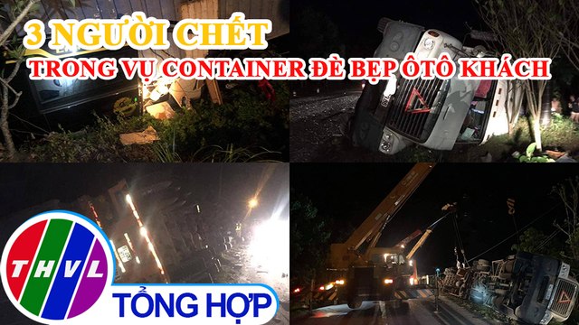Cứu hộ xe 16 chỗ bị xe container đè bẹp tại Quảng Ninh